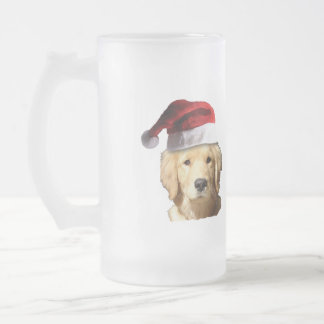 God jul Golden Retriever Frostat Ölglas