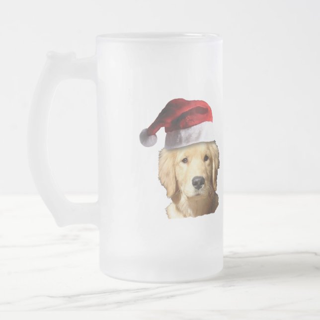 God jul Golden Retriever Frostat Ölglas (Vänster)