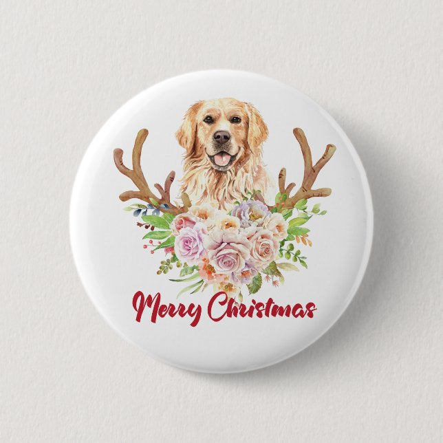 God jul Golden Retriever Hund Pet Knapp (Framsida)