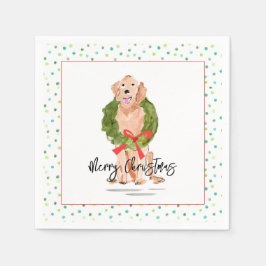 God jul Golden Retriever Hund Wand Holly Pappersservett