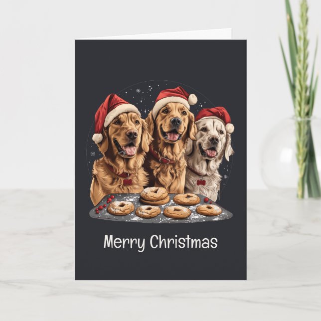 God jul Golden Retriever Hundar Baking Helgkort (Framsida)