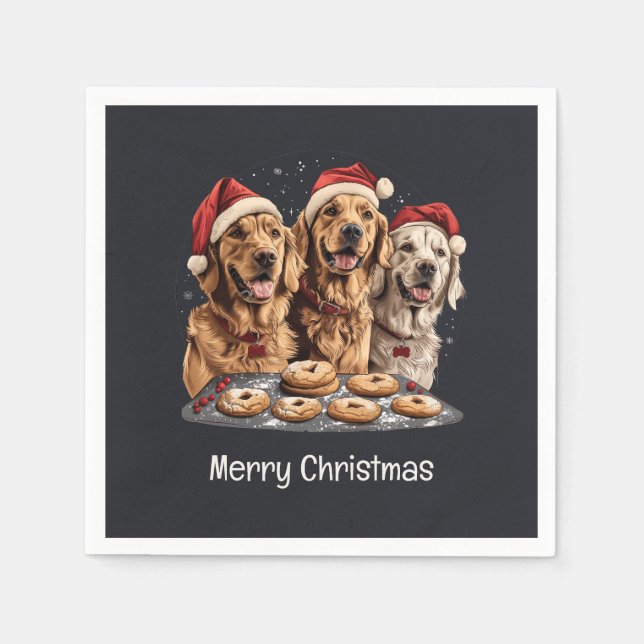 God jul Golden Retriever Hundar Baking Pappersservett (Framsidan)