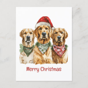 God jul Golden Retriever Hundar Helg Vykort