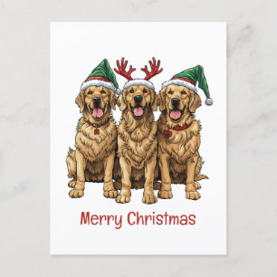 God jul Golden Retriever Hundar Helg Vykort