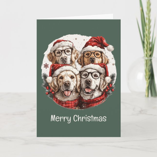 God jul Golden Retriever Hundar Helgkort (Framsida)