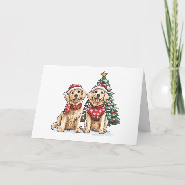 God jul Golden Retriever Hundar Helgkort (Framsida)