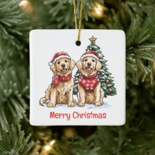 God Jul Golden Retriever Hundar Julgransprydnad Keramik