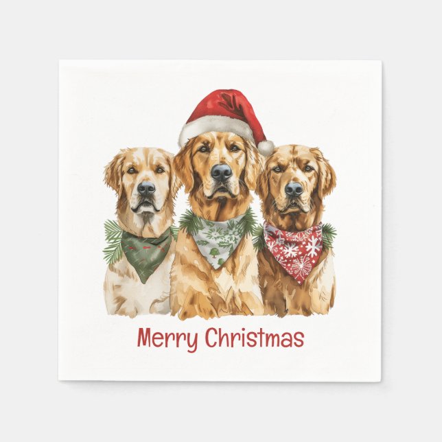 God jul Golden Retriever Hundar Pappersservett (Framsidan)