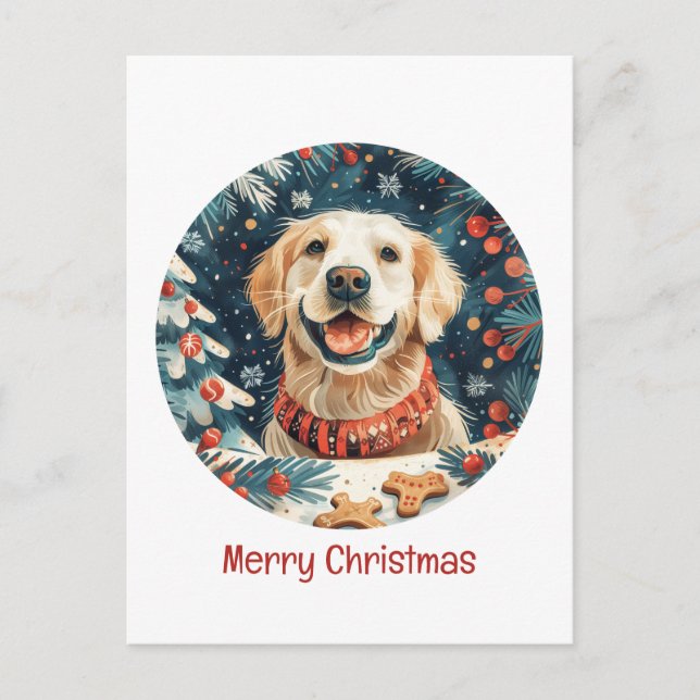 God jul Golden Retriever Hundar Vykort (Framsida)
