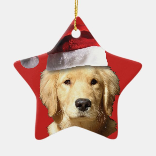 God jul Golden Retriever Julgransprydnad Keramik (Framsidan)