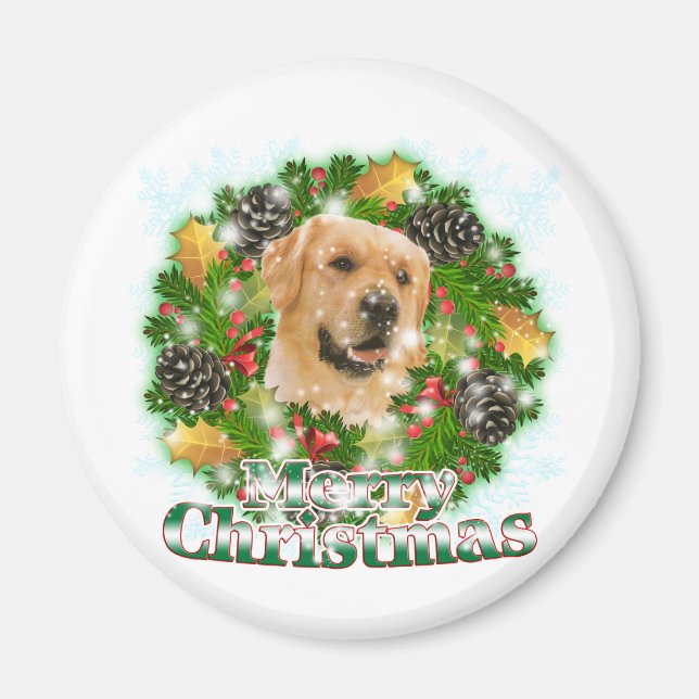 God jul Golden Retriever Magnet (Framsidan)