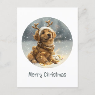 God jul Golden Retriever Puppy Helg Vykort