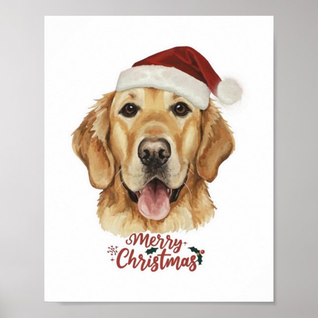 God jul Golden Retriver hund Poster (Framsidan)