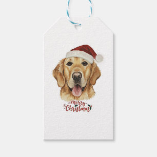 God jul Golden Retriver hund Presentetikett