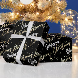 God jul Golden Script från Namn BlackWhite Presentpapper