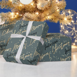 God jul Golden Script Namn Black Grått Presentpapper