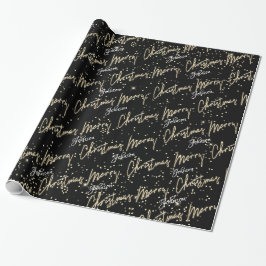 God jul Golden Script Namn Black Presentpapper