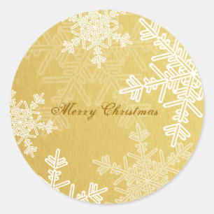 God jul Golden Snowflake-minialistiskt skript Runt Klistermärke