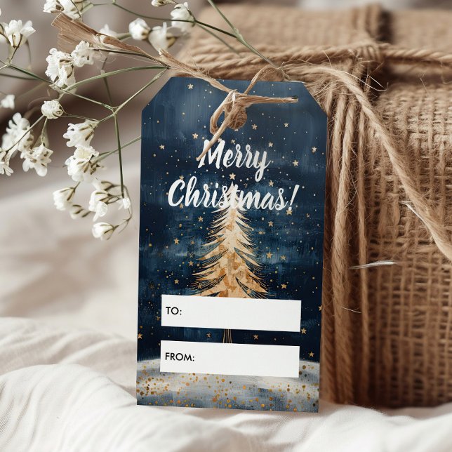 God jul Golden Träd Presentetikett (Skapare uppladdad)