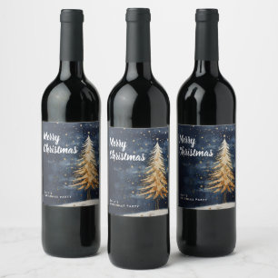 God jul Golden Träd Vin-etikett Vinflaska Etikett