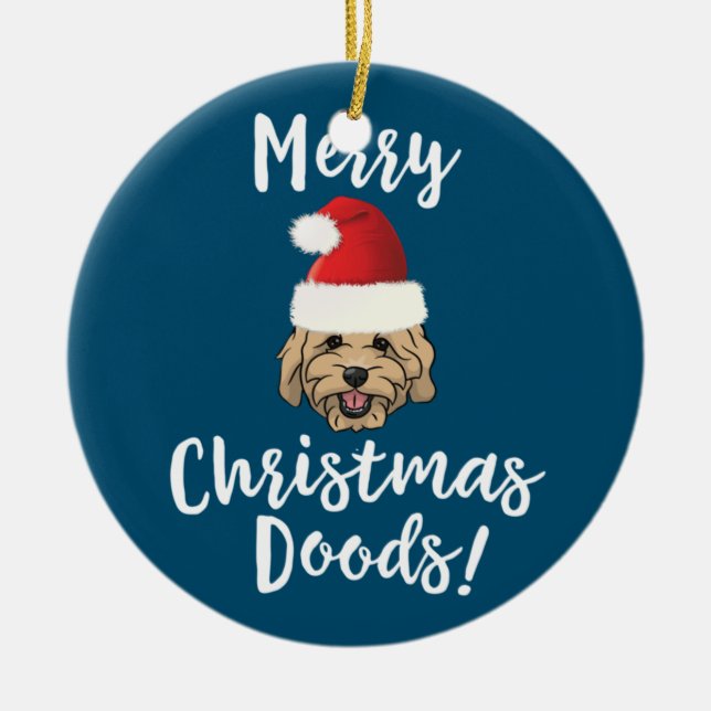 God jul Goldendoodle Funny Golden Doodle Julgransprydnad Keramik (Framsidan)