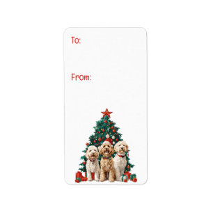God jul Goldendoodle Hundar Adressetikett