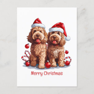 God jul Goldendoodle Hundar Helg Vykort