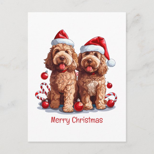 God jul Goldendoodle Hundar Helg Vykort (Framsida)