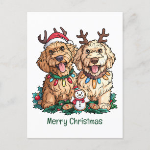 God jul Goldendoodle Hundar Helg Vykort