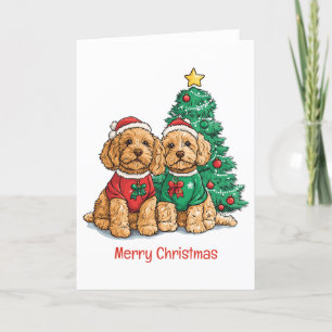 God jul Goldendoodle Hundar Helgkort