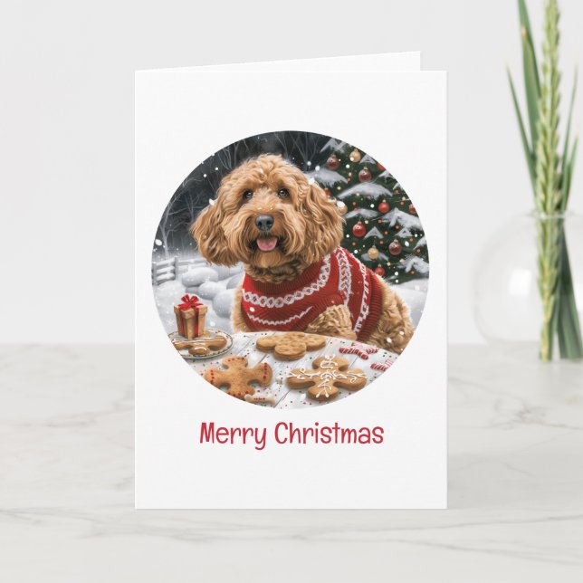 God jul Goldendoodle Hundar Helgkort (Framsida)
