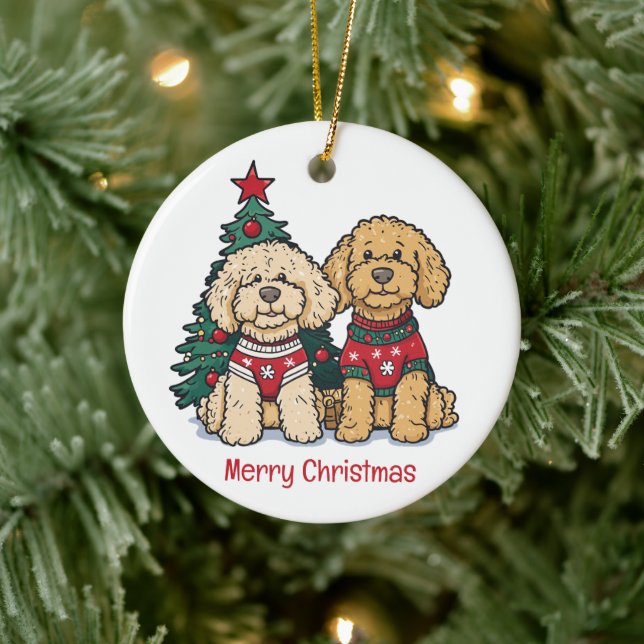 God jul Goldendoodle Hundar Julgransprydnad Keramik (Träd)