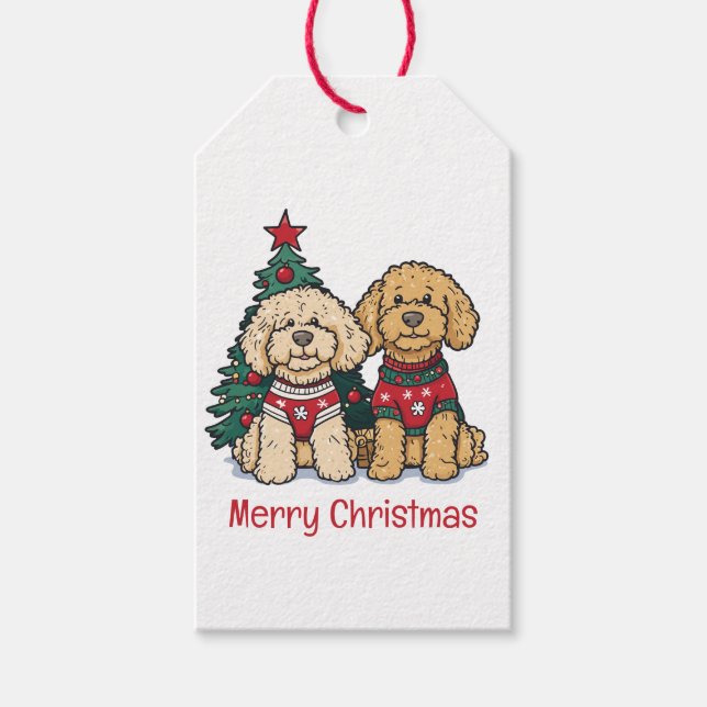 God jul Goldendoodle Hundar Presentetikett (Framsidan)