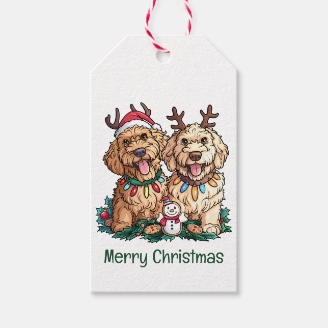 God jul Goldendoodle Hundar Presentetikett (Framsidan)