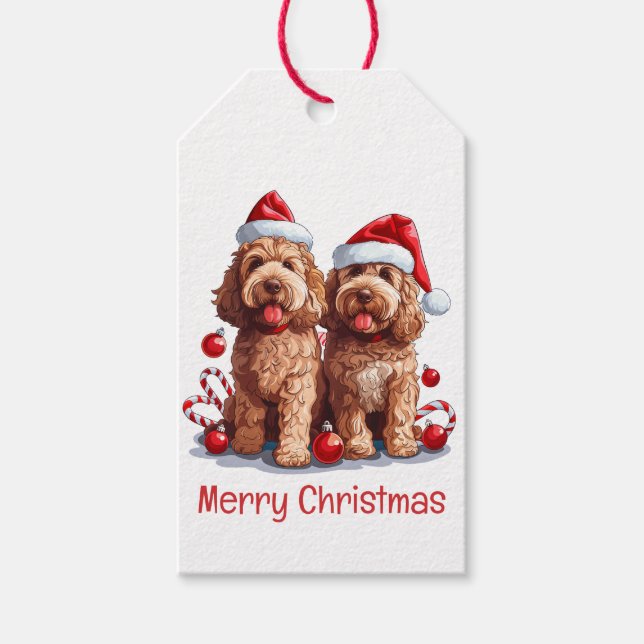 God jul Goldendoodle Hundar Presentetikett (Framsidan)