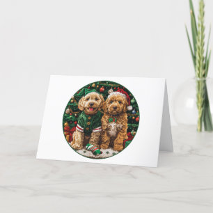 God jul Goldendoodle Puppy Hundar Helgkort