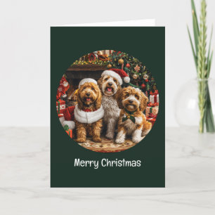 God jul Goldendoodle Puppy Hundar Helgkort