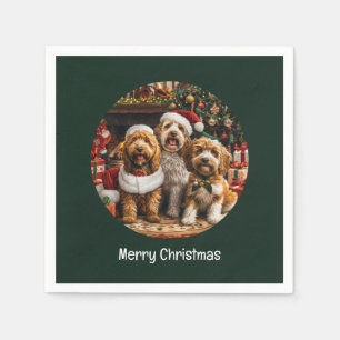 God jul Goldendoodle Puppy Hundar Pappersservett