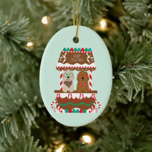 God jul Goldendoodles Helgdag stand Hundar Julgransprydnad Keramik