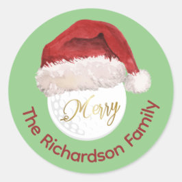 God jul Golf Boll Santa Cap Namn Runt Klistermärke