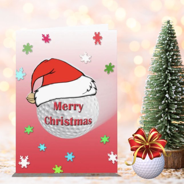 God jul Golf Boll Santa Hat Greeting Card Helgkort (Skapare uppladdad)