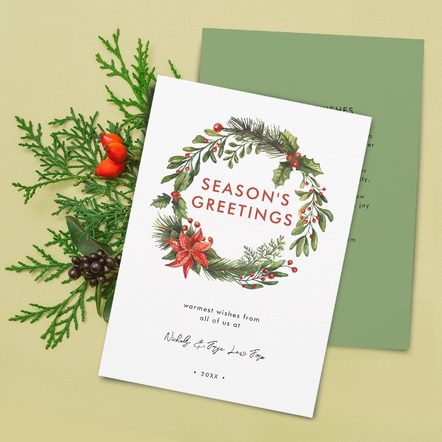 God jul, gott andetag julkort (Business Christmas Festive Wreath Holiday Card)