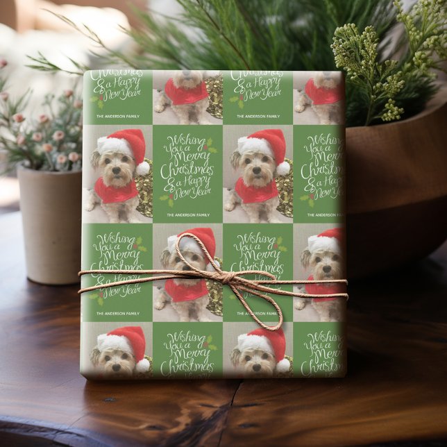 God jul Gott nytt år - 1 foto-vismiskt Presentpapper (Personalized Photo Wrapping Paper)