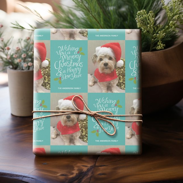 God jul Gott nytt år - 1 foto-vismiskt Presentpapper (Personalized Photo Wrapping Paper)