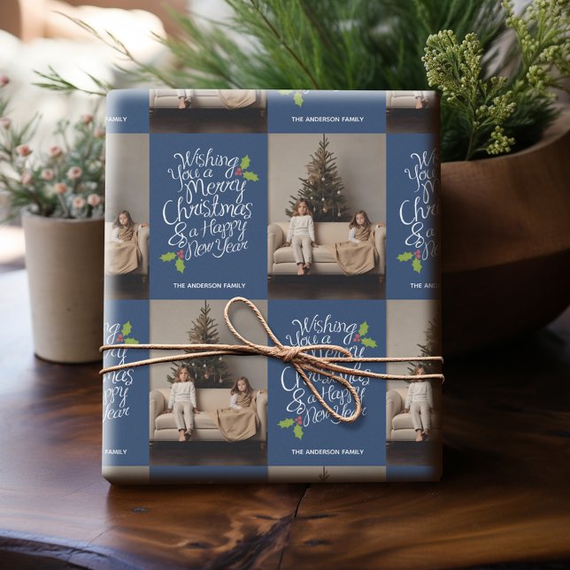 God jul Gott nytt år - 1 foto-vismiskt Presentpapper (Personalized Photo Wrapping Paper)