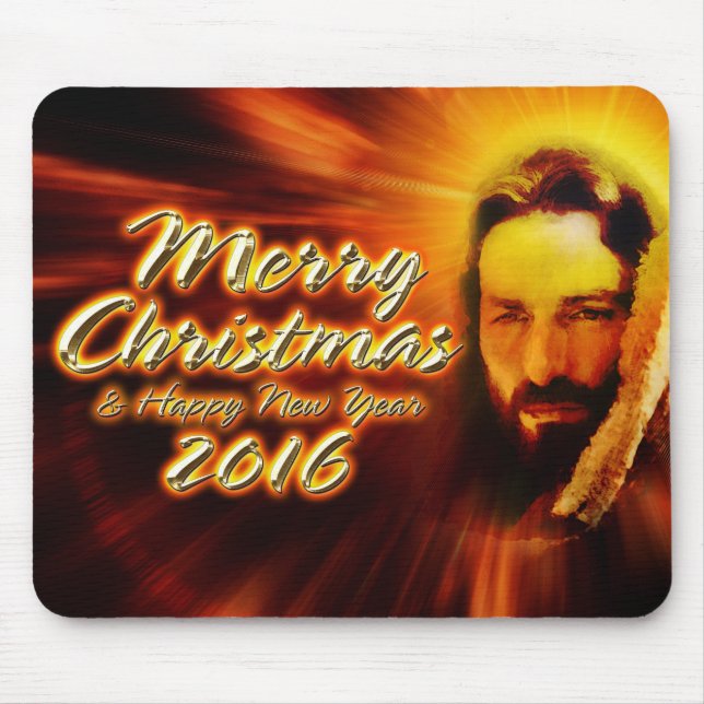 God jul Gott nytt år 2016 Jesus Mousepad Musmatta (Framsidan)
