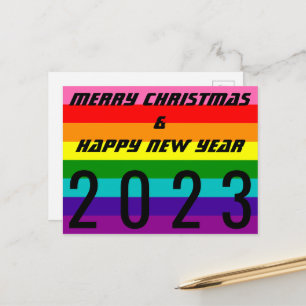 God jul Gott nytt år 2023 Regnbåge Flagga Helg Vykort