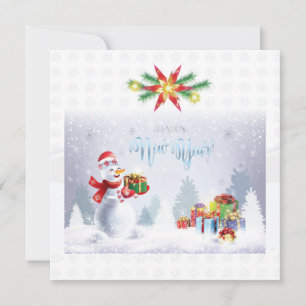 God jul & Gott nytt år 2026 JULAFTON Snögubbe Anteckningskort