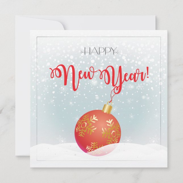 God Jul & Gott Nytt År! 2026 snö Julkort (Framsida)