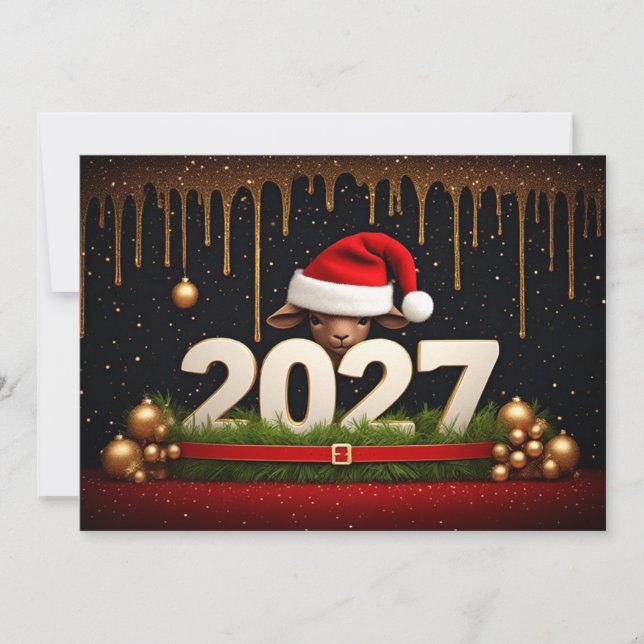 God Jul & Gott Nytt År 2027 Inbjudningar (Framsida)